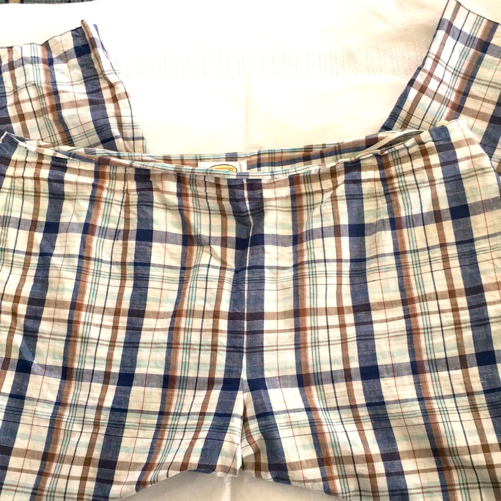 Talbots Linen Plaid Cropped Pants